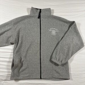 Vintage Fleece Jacket Gray Large Full Zip USA Pull Tag Made In USA Route 66 AZ